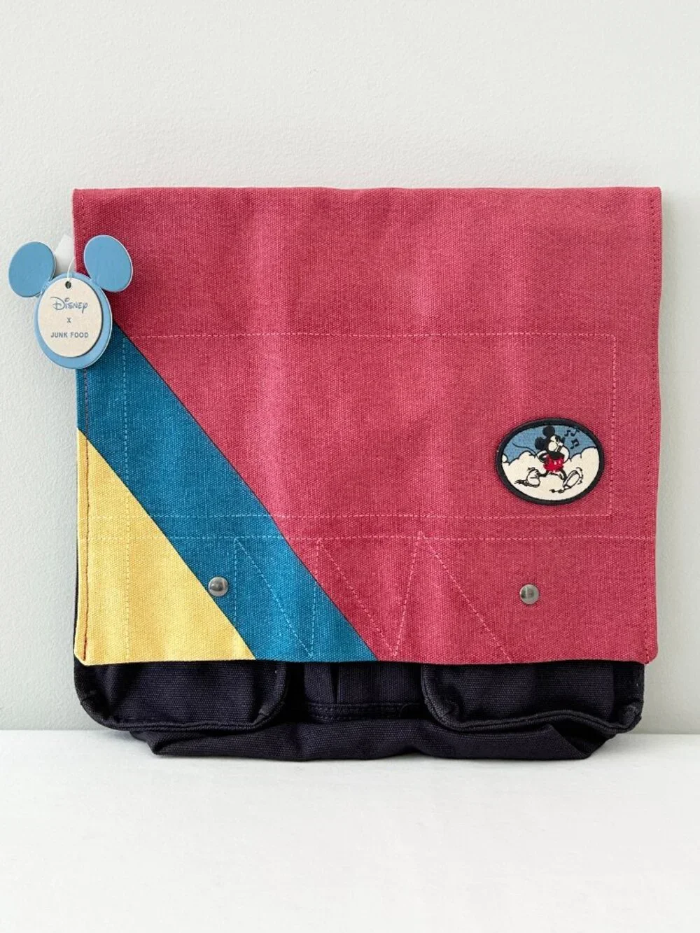 Disney x Junk Food Mickey Mouse Messenger Book Bag Retro Canvas Color Block NWT